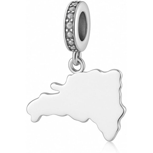 Dominican Republic Dangle Charm Sterling Silver Gift for Women - Picture 7 of 9
